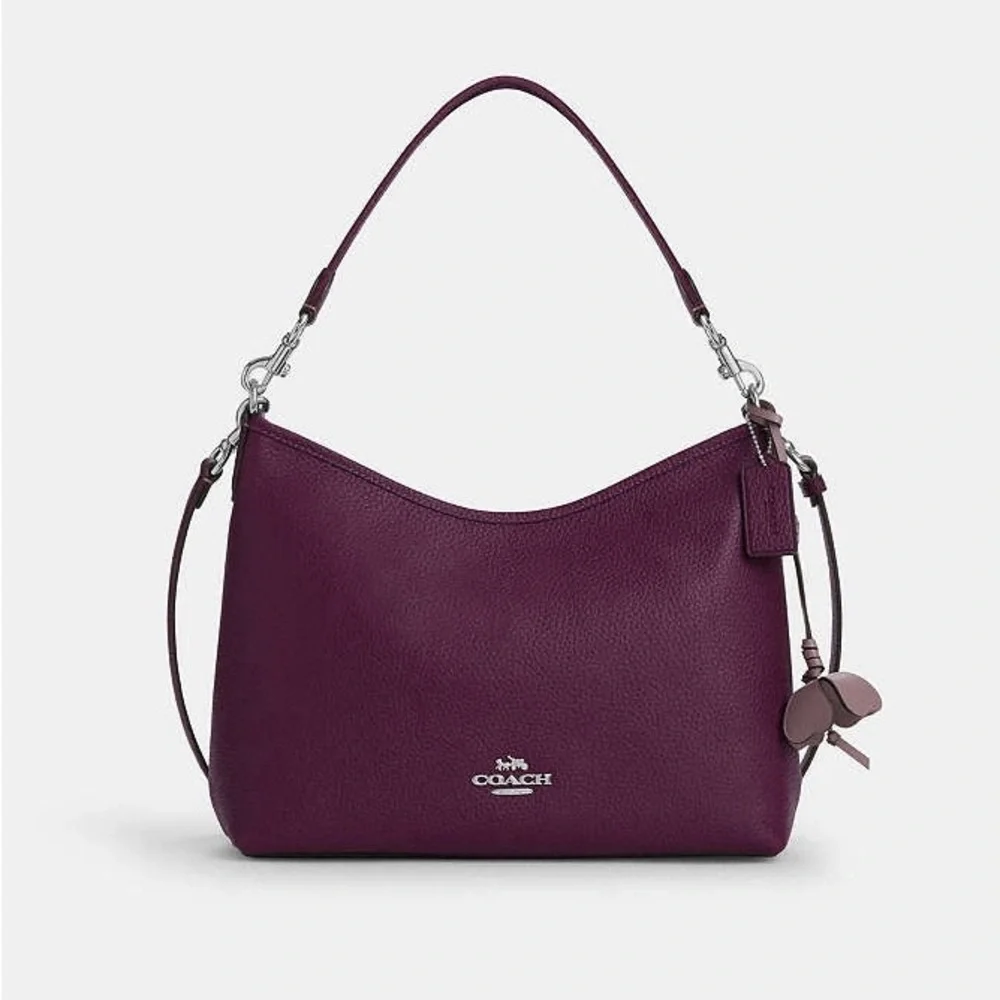 Coach Laurel Shoulder Bag With Flower Charm Silver/Plum/Jasmine CCE35 NWT